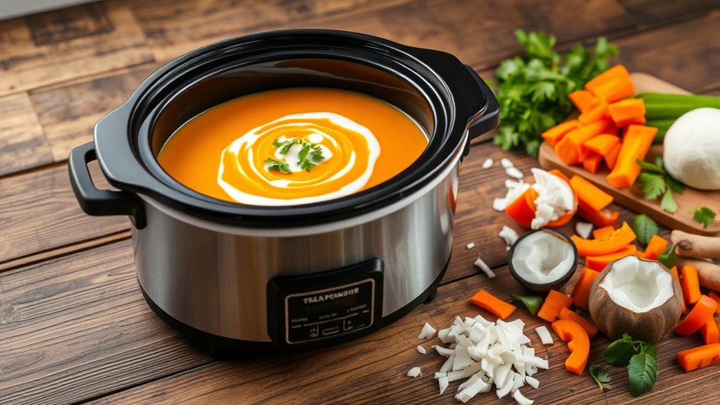 creamy vegan soup preparation