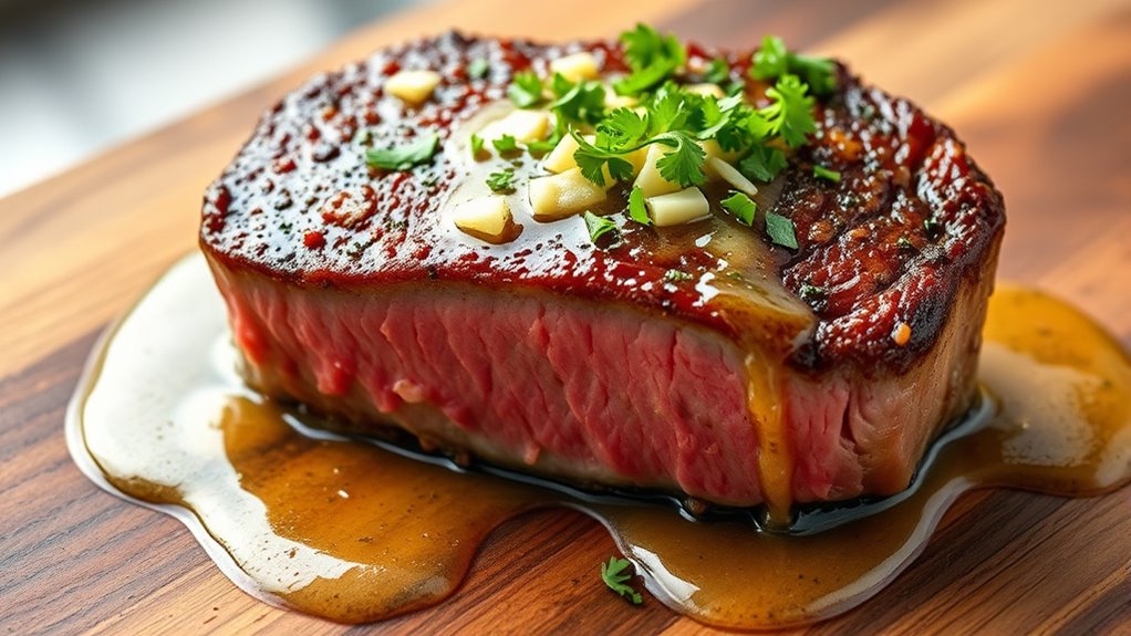 garlic butter steak finishing