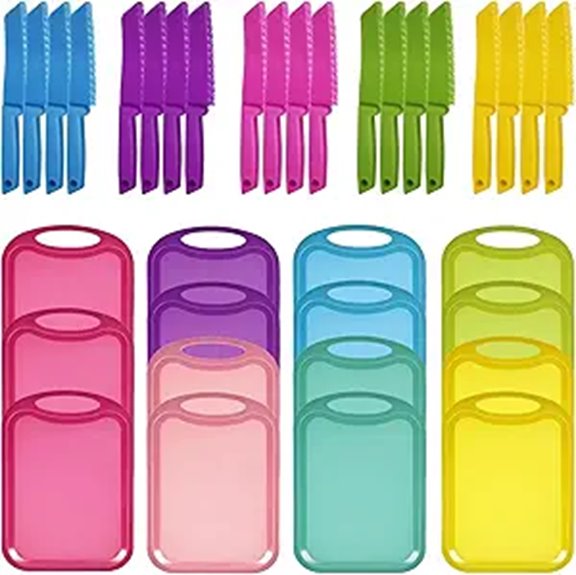 30 Pcs Kids Safe Plastic Cutting Board Set