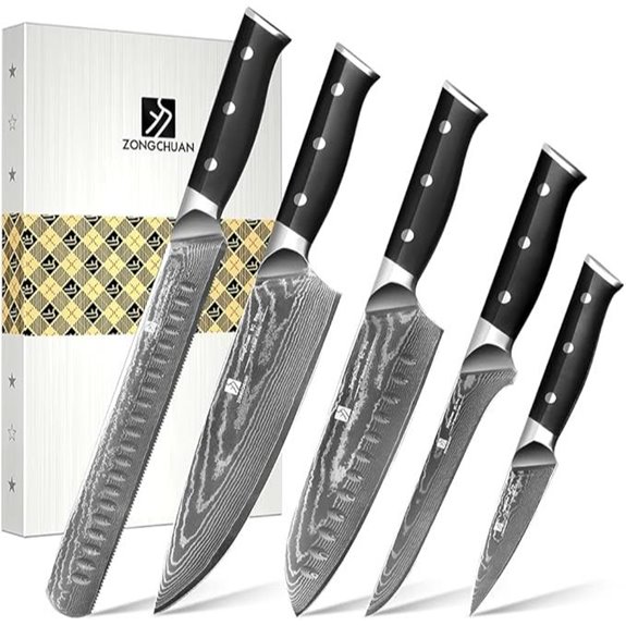 Damascus Chef Knife Set with High Carbon Steel