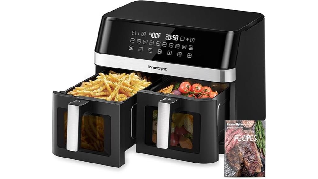 dual air fryer touchscreen