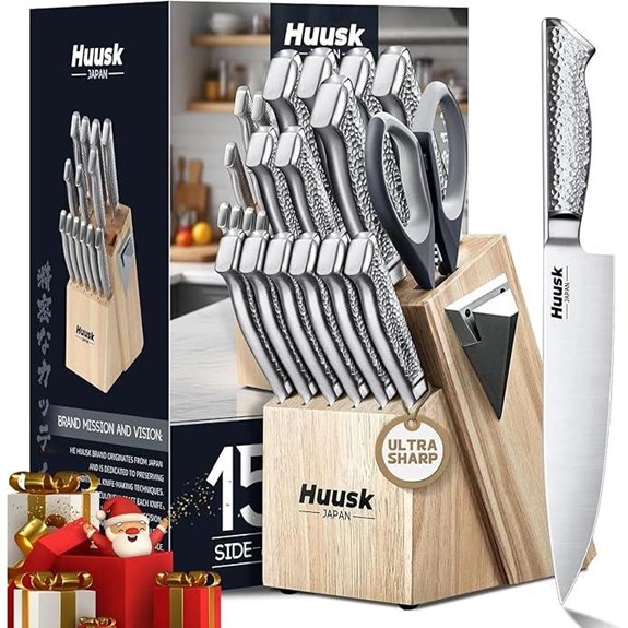 Huusk 15-Piece Japanese Stainless Steel Kitchen Knife Set