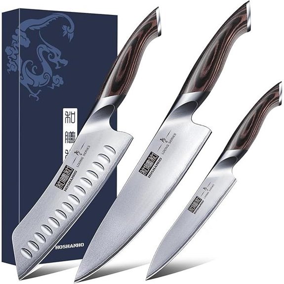 HOSHANHO 3-Piece Japanese Stainless Steel Knife Set