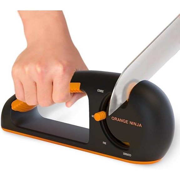 Orange Ninja 4-Stage Knife Sharpener with Non-Slip Grip