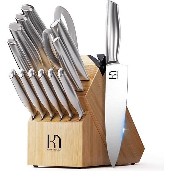 Premium 14-Piece Kitchen Knife Set with Block