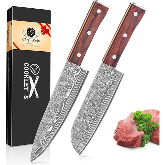 COOKLET'S 2PC Chef & Santoku Knife Set