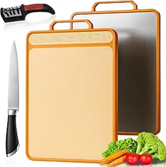 KYNATE Stainless Steel Cutting Board with Knife & Sharpener