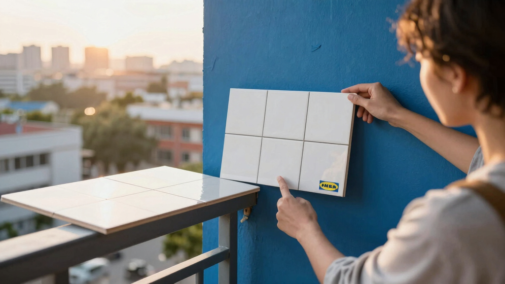 Before and After: IKEA Tiles and a Bright Blue Paint Made This Balcony Unrecognizable