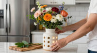 Skip Vases — This Stunning DIY Floral Arrangement Uses a Lamp