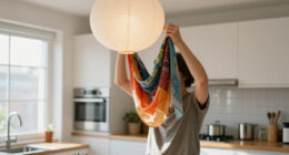 She Draped A Scarf Over IKEA’s Paper Lantern, And It Looks Custom