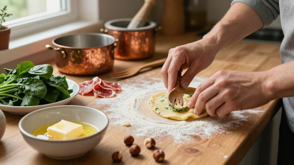 Gnocchi Di Erbette Al Burro, Speck E Nocciole